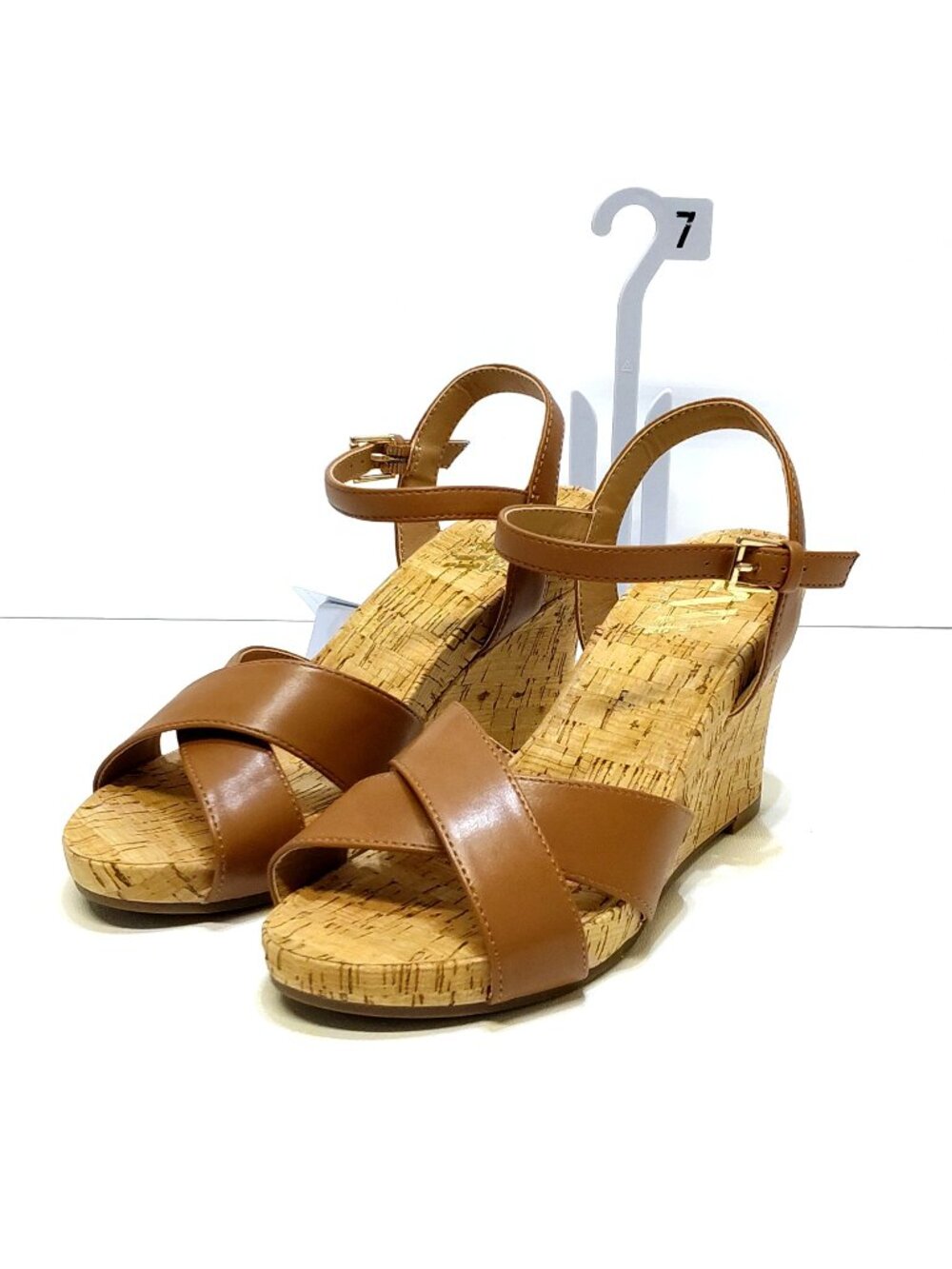 Aerosoles Strappy Cork High Espadrille Wedge Sandal Adjustable Block Heel Sz 7M